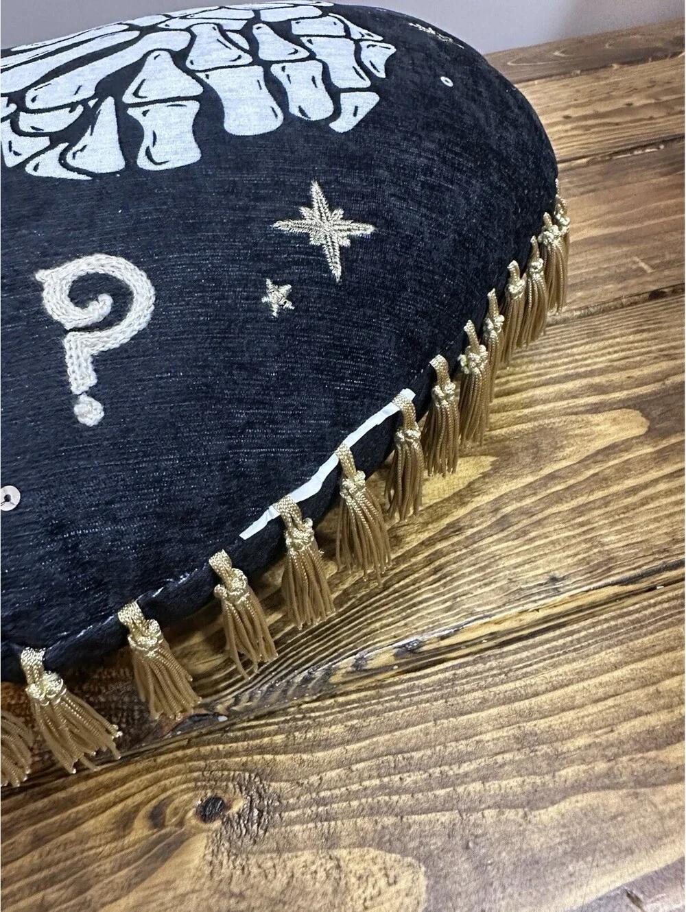 Black Heart Pillow “Will You Rot With Me?” Skeleton Hands Goth Emo Fringe Decor